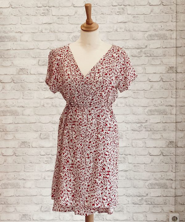 Vestido cruzado flores rojo 7020 1
