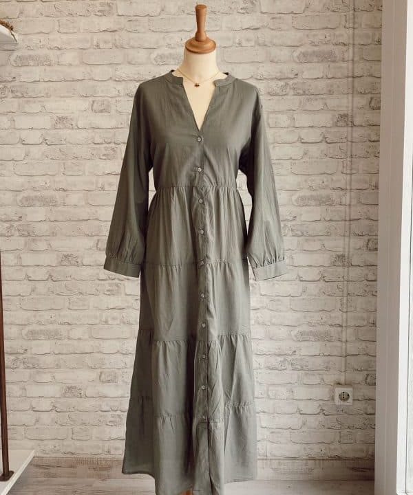 Vestido manga larga caqui 7030 2 e1619989242629