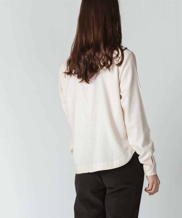 camisa blusa algodon organico SKFK Hiart crema claro
