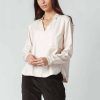 camisa blusa algodon organico SKFK Hiart crema claro