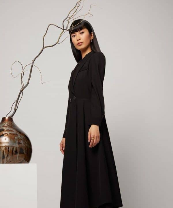 vestido negro skatïe cuello smoking
