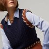 chaleco punto blusa skatïe satinada azul celeste