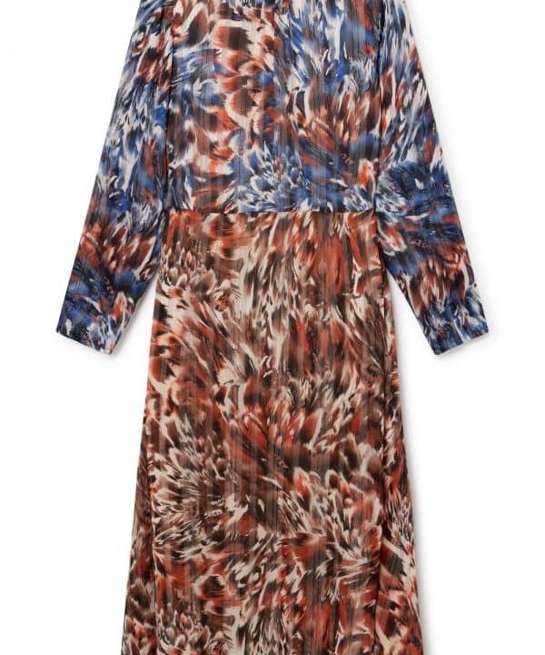 vestido midi skatie estampado combinado