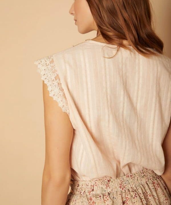 Blusa Meisie encaje rosa