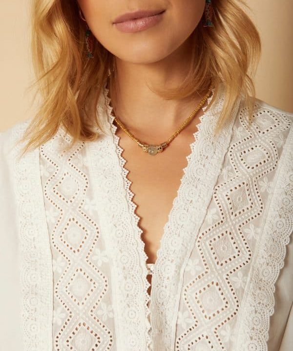 Blusa blanca encaje suizo Meisie