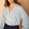 blusa camisa manga larga celeste meisie