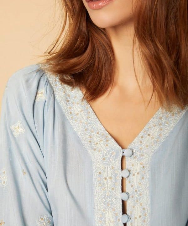 blusa camisa manga larga celeste meisie