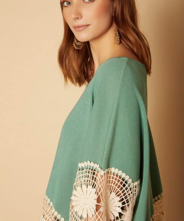 Jersey verde esmeralda crochet meisie