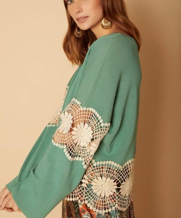 Jersey verde esmeralda crochet meisie