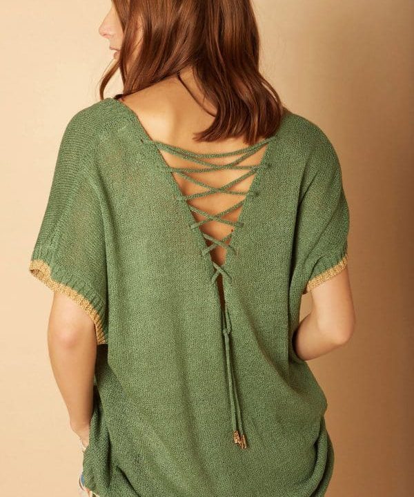 Jersey punto manga corta meisie verde