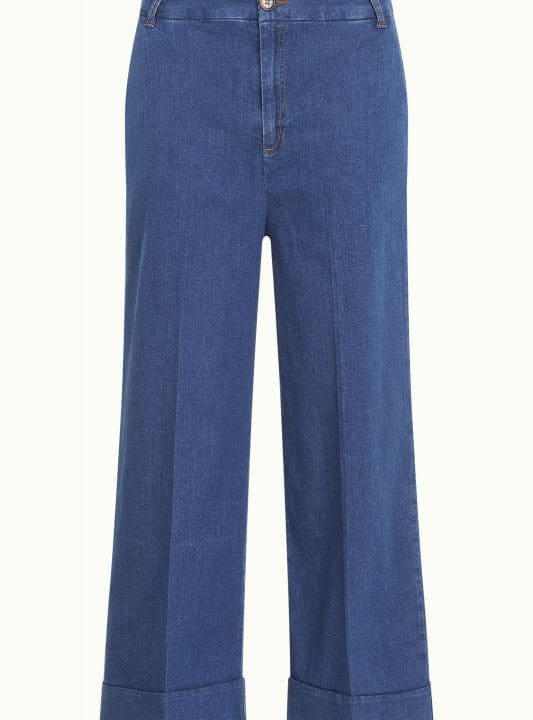 Pantalon tejano denim lisa culotte chambray king louie azul 5259 08112458 5