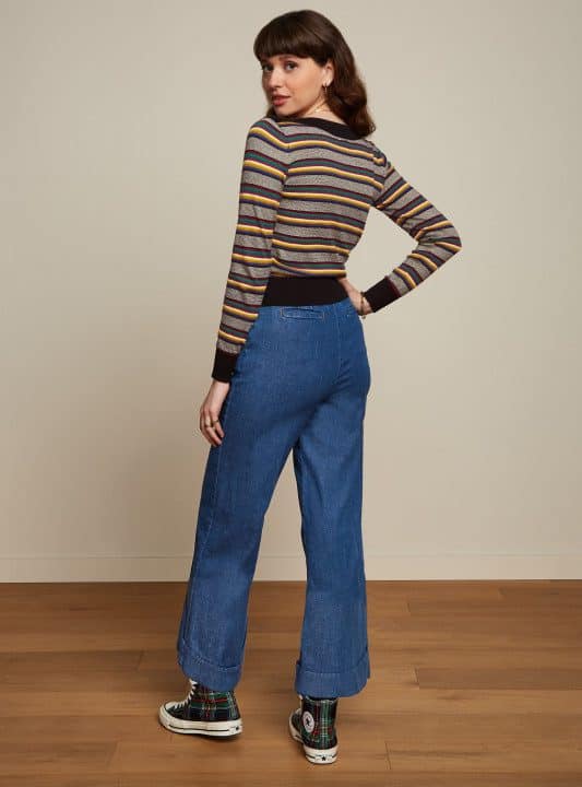 Pantalon tejano denim lisa culotte chambray king louie azul 6620 08112458 3