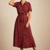 Vestido Rosie midi flor rojo Poesia King Louie Espana 07020 e1645380446522