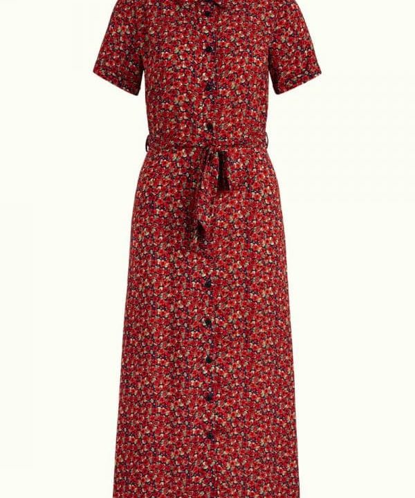 Vestido Rosie midi flor rojo Poesia King Louie Espana 07020 5 e1645380511625
