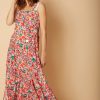 vestido midi estampado Meisie rojo tirantes