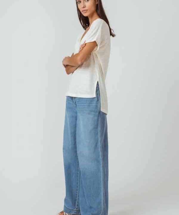 camiseta manga corta lino blanca arrene skfk moda etica sostenible scaled e1656842361741