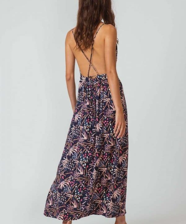 vestido largo tirantes estampado azul marino ecovero noelia skfk escote espalda scaled e1656852743531
