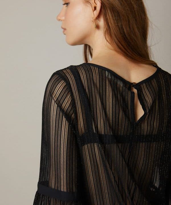 Blusa negra transparencia Meisie M74SB3BLK03 e1662912935867