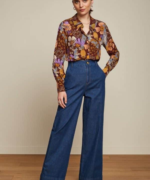 Pantalon tejano denim azul King Louie Lisa Chambray 07686458 2 e1664117132717