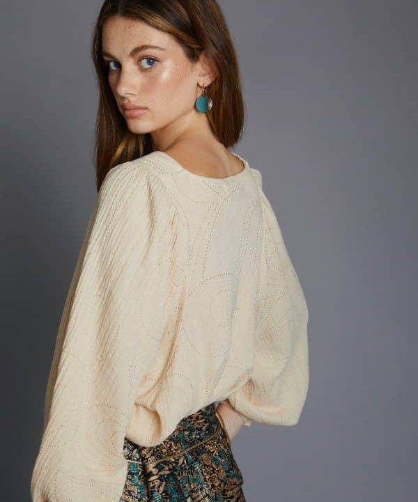 Blusa bambula Meisie M05B24IV04 e1664989697999