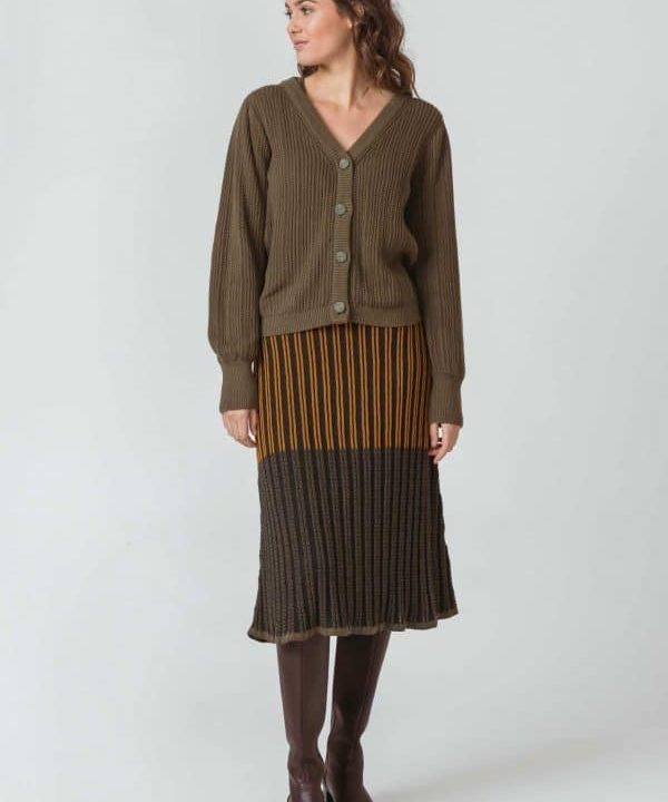 Cardigan punto garine algodon organico skfk verde caqui wsw00550 g7 ofb scaled e1665597748379