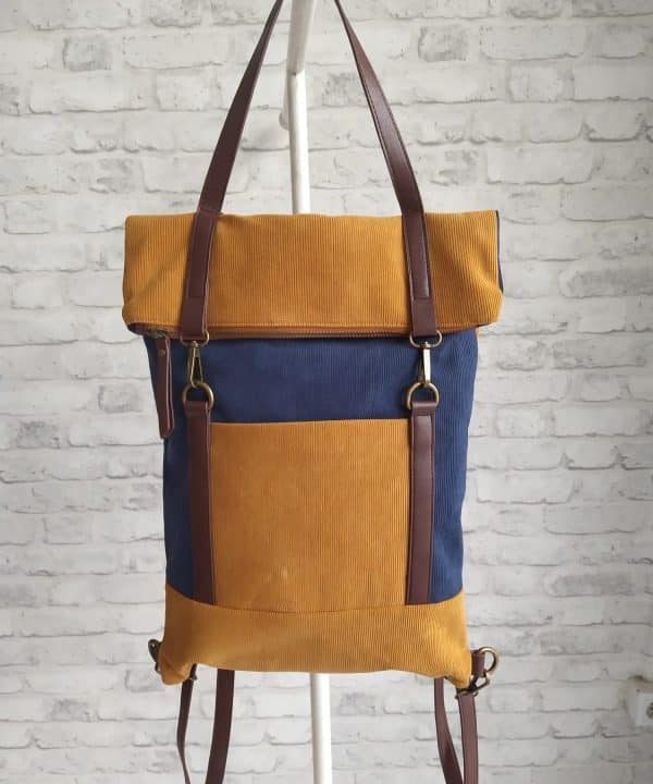 Mochila micro pana singular barcelona azul mostaza e1666112847520