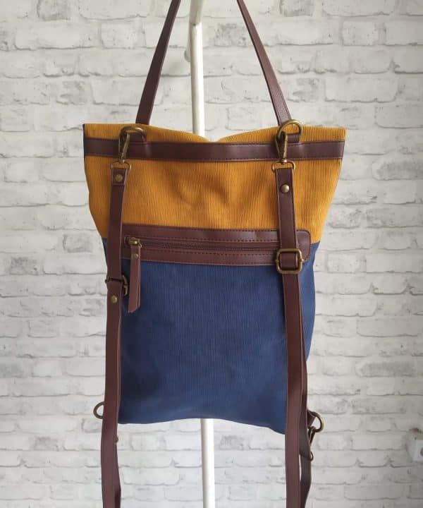Mochila singular barcelona mostaza azul e1666112803973