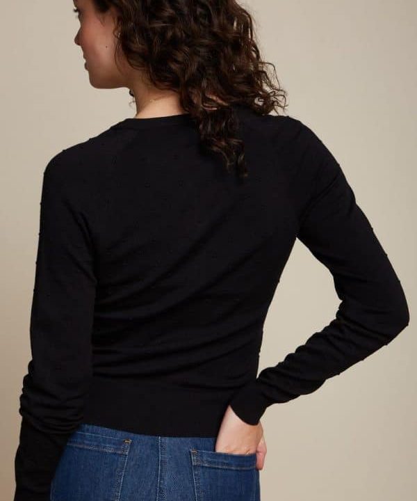 Cardigan plumetti negro king louie detras e1673851278631
