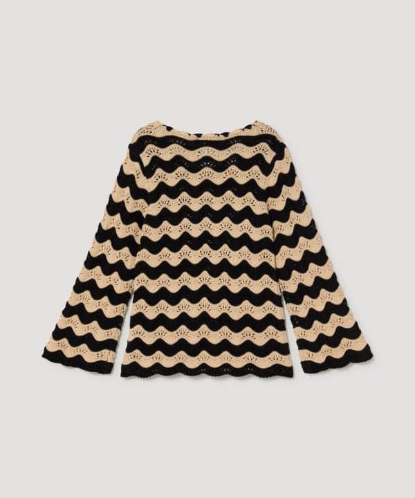 Skatie top crochet ondas manga acampanada S24 K27SS23 BLACK 2 e1677426995112