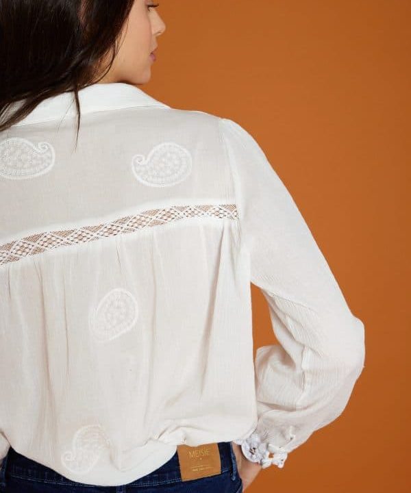 Blusa meisie algodon blondas blanca manga larga M04B81 W 3adl e1678042929973