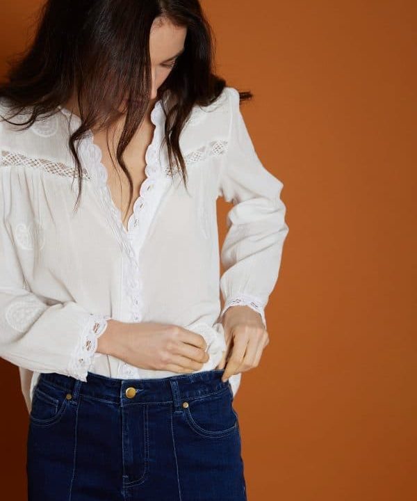 Blusa meisie algodon blondas blanca manga larga M04B81 W 6adl e1678042959220