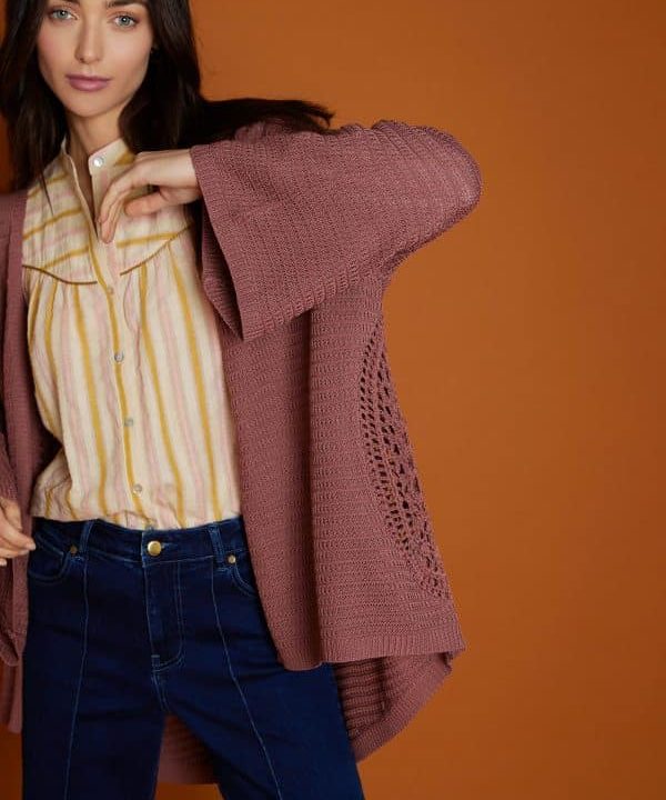 Kaftan cardigan meisie punto detalle calado M88K03 MKS 1 e1678321009335