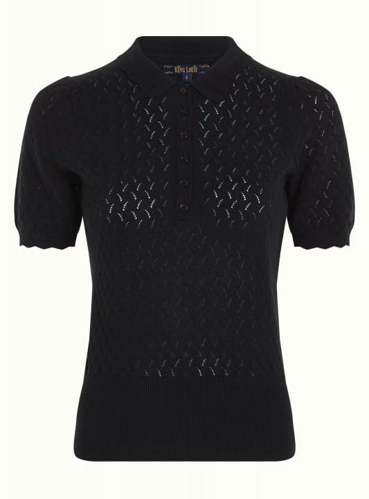 Polo King Louie Espana top rocky ajour negro 7662 07214001 5