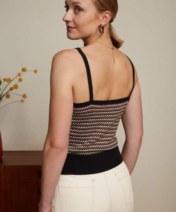 Top King Louie Espana Isa Button Camisole Marsh negro 4412 07856001 4 scaled e1677956502454