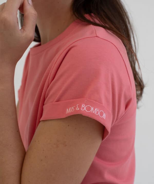 Camiseta manga corta mus bombon cuello redondo algodon MUSBOM CORAL 1 e1740318275427