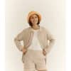 pantalon corto de punto gofrado confite mus bombon arena