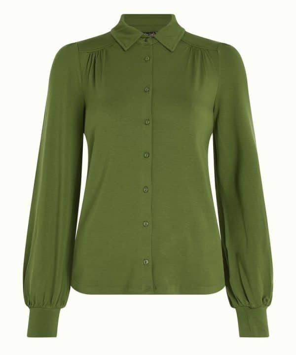 Blusa Carina Ecovero light verde oliva king louie retro vintage 07618 251 F e1695896873974
