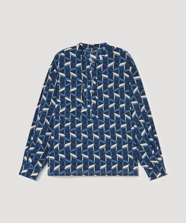 Camisa skatie estampado geometrico S05 B73AW23 NAVY 1 e1695245557558