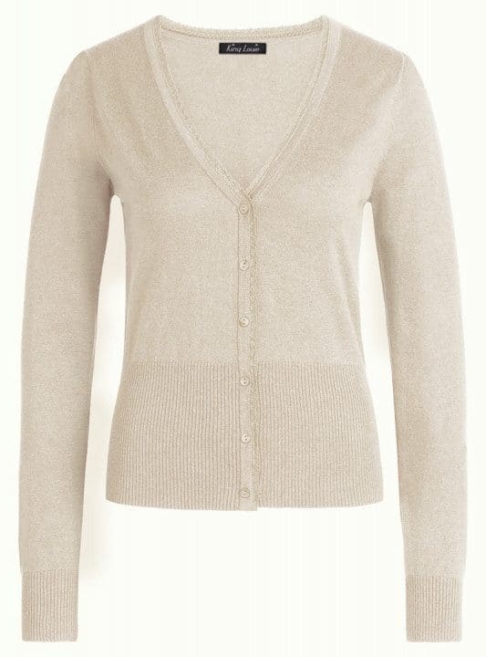 Cardigan corto V cuello pico king louie crema 5902 08120072 5