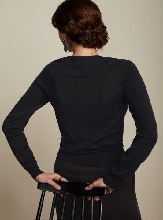 Cardigan corto raglan king louie droplet negro 4442 08130001 4