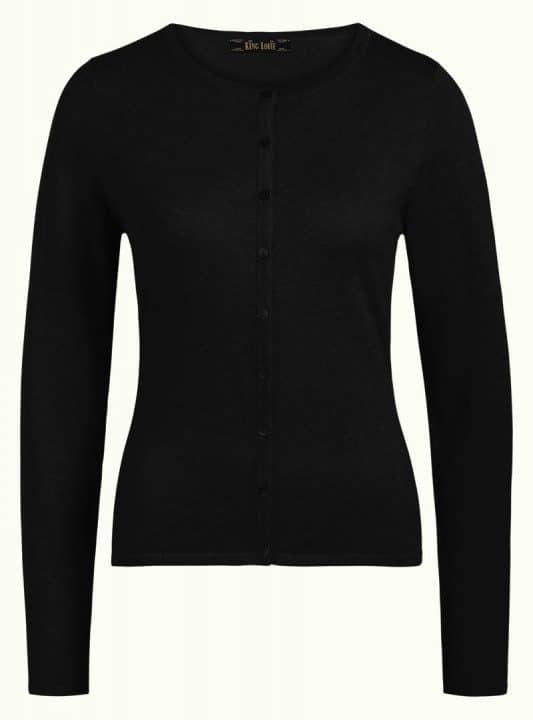 Cardigan corto roundneck cocoon king louie negro 6237 08119001 5