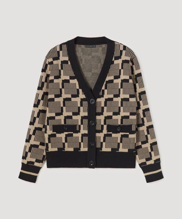 Cardigan jacquard deco skatie S54 K11AW23 CLAY 1 e1695314046586