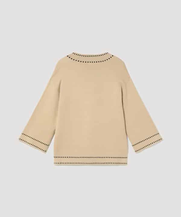 Jersey punto Skatie cuello pico crudo S03 K20AW23 CLAY 2 e1695219008223