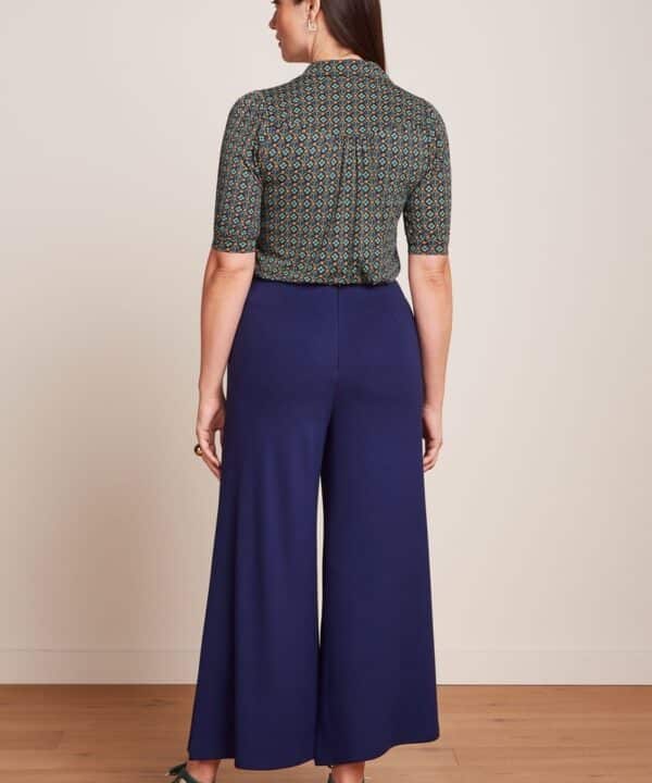 Pantalon Pia culotte King Louie Espana Milano Uni vintage retro azul botones 09818 489 MB e1739107505401