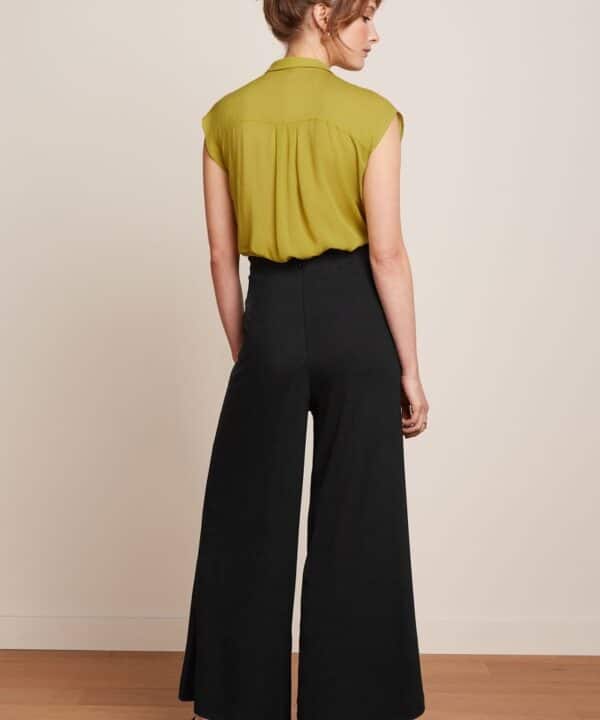 Pantalon Pia culotte King Louie Espana Milano Uni vintage retro negro botones 09818 001 MB e1739107565332