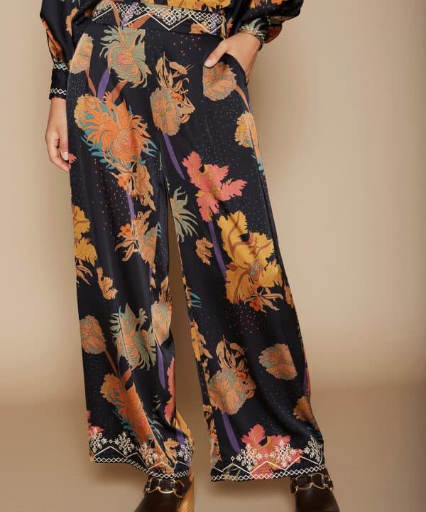 Pantalon palazzo meisie bordado lurex M04P01 BLK 7 e1695150677881