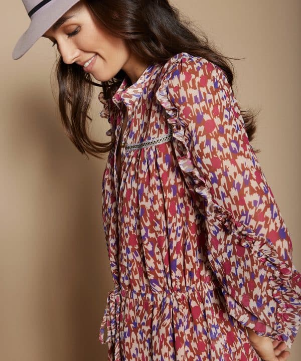 Vestido gasa meisie rosa detalle canesu M05V125 VIV 3 e1695158117224