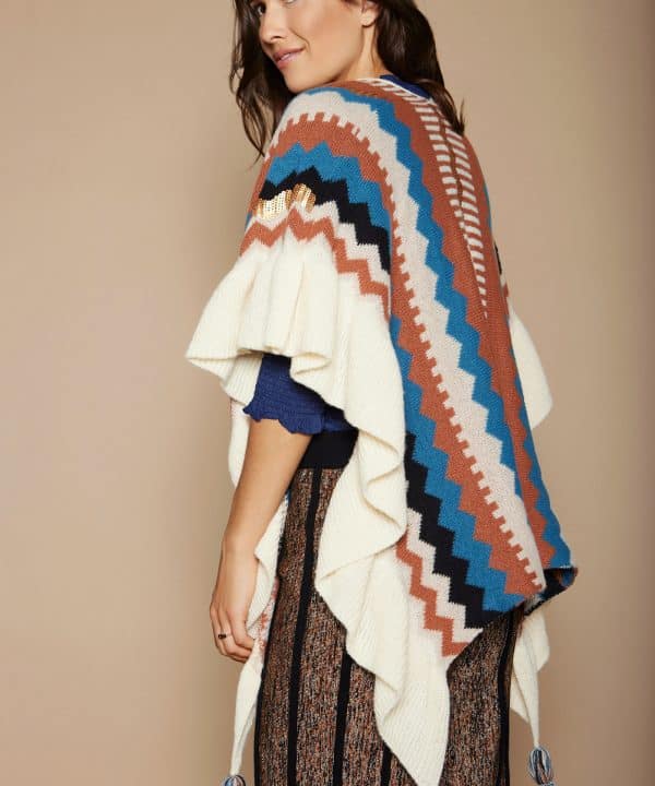 Poncho punto zig zag lentejuela Meisie M16K27 HZL 5 e1698605666567