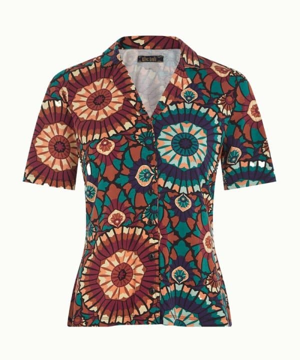 Blusa King Louie Espana Patty Torini estampado retro manga corta camisa 08931 445 F e1708890689974