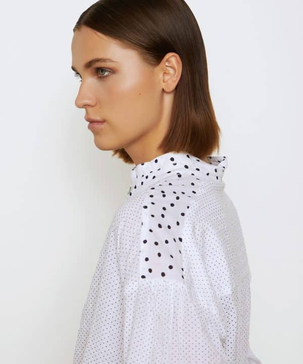 Blusa Skatie algodon estampado topitos blanca S50B38 NAVY 5 e1708795217415
